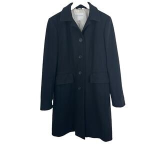 Banana Republic Vintage 2003 Peacoat Womens M Black Wool Blend Longline Y2K